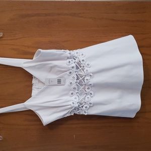 NWT Bebe Lace Up Cut Out Top Size Large